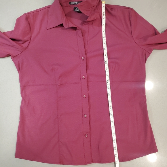 Scott Taylor Plum Red Long Sleeve Button Up Blouse Size Large - Picture 5 of 6
